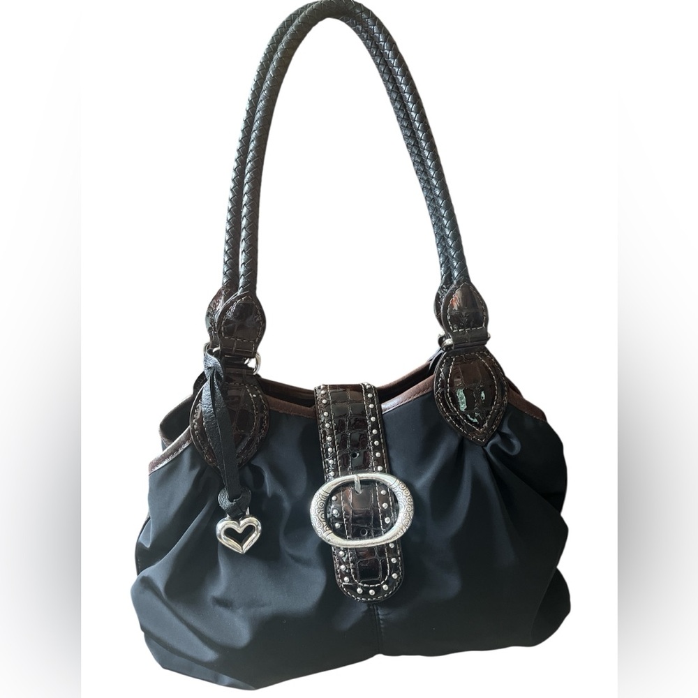 Sarah Brighton, leather & nylon bag Silvertone hardware